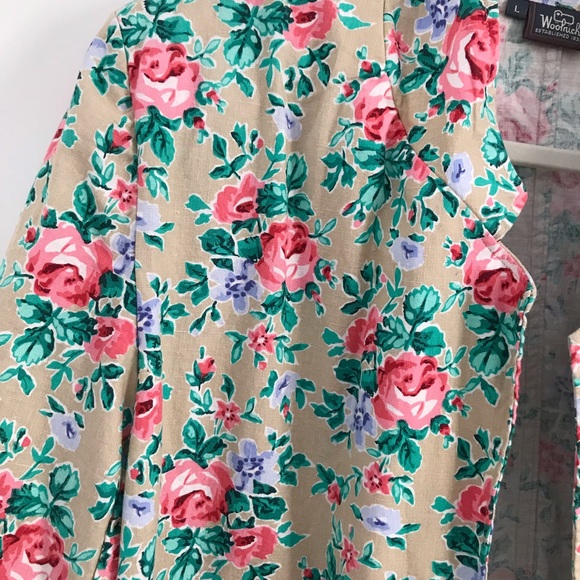 Woolrich blazer shoulder pads floral large linen - Picture 4 of 8